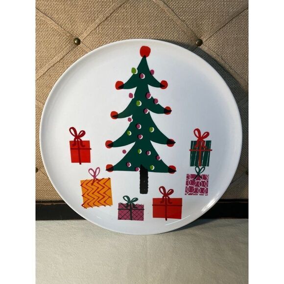 2014 Crate & Barrel Jenny Bowers Christmas Plate Platter Tray - Picture 1 of 4